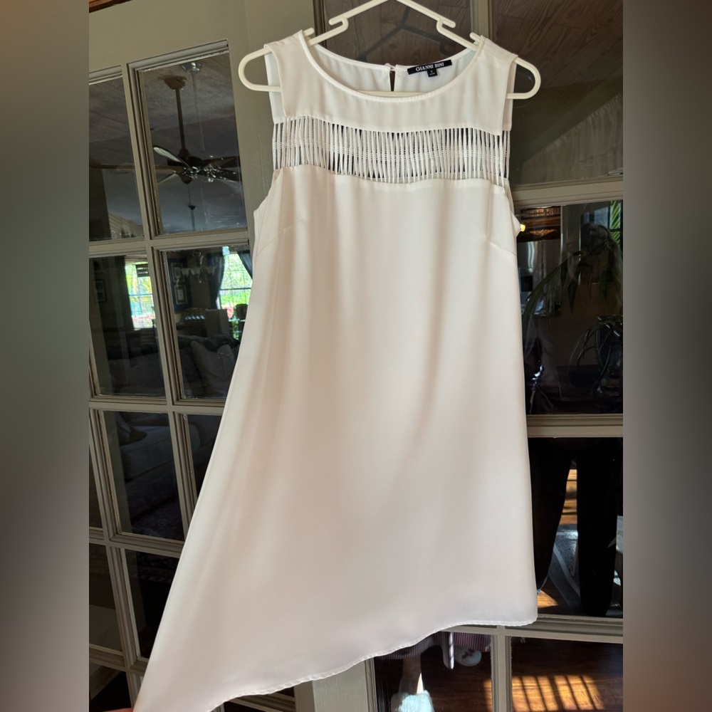 Gianni Bini White Fringe Dress